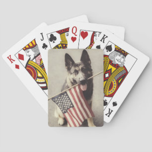 Baralho german shepherd com sinalizador dos EUA