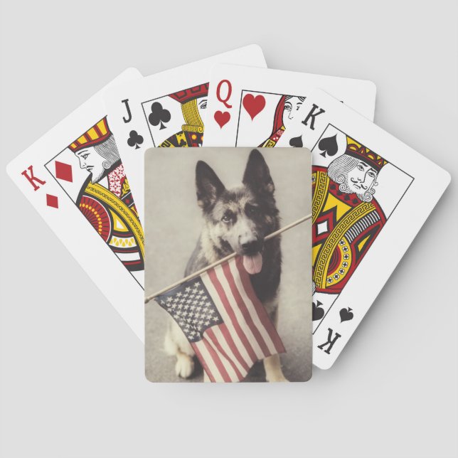 Baralho german shepherd com sinalizador dos EUA (Verso)