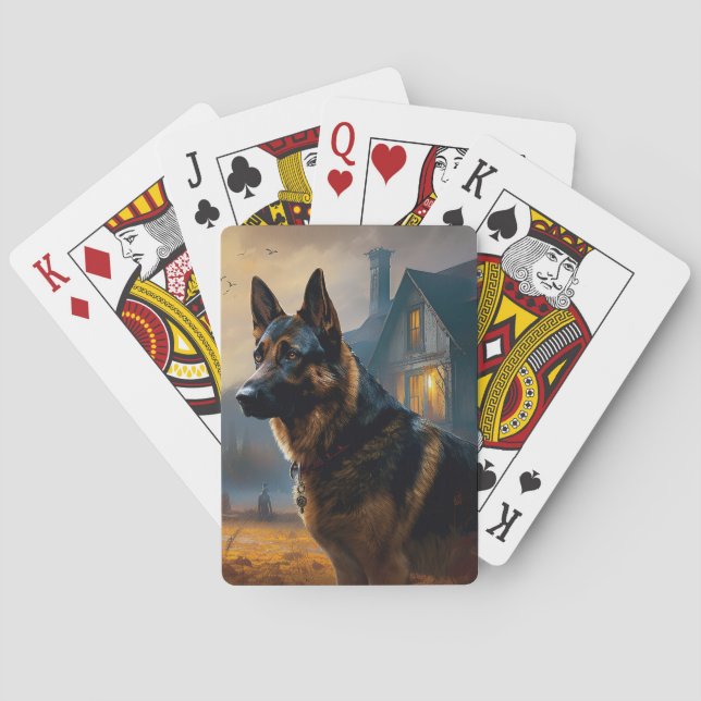 Baralho German shepherd de Halloween assustado (Verso)