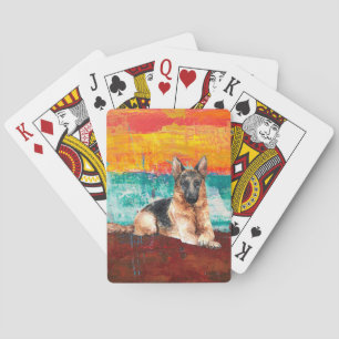 Baralho German shepherd de pintura artística