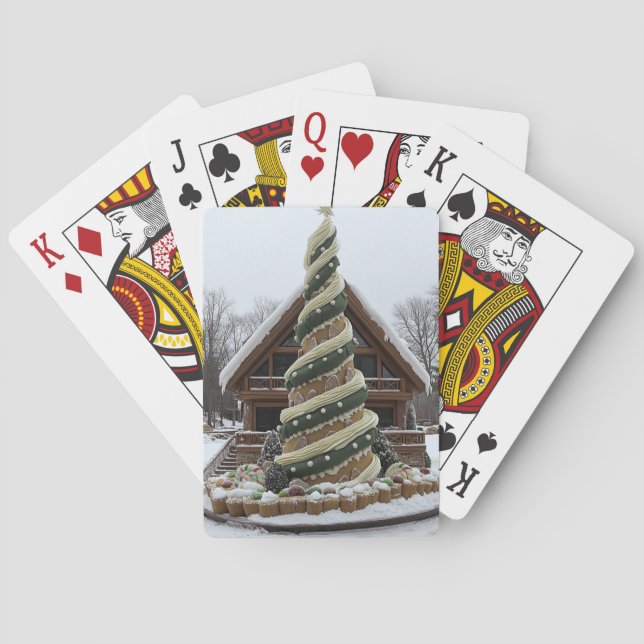 Baralho Gingerbread Swirl Christmas Tree Playing Cards (Verso)