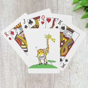 Baralho Girafa E Zebra Jogando Cartões