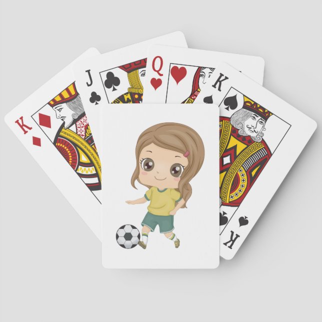 Baralho Girl Playing Soccer Adorable Kids Sports (Verso)