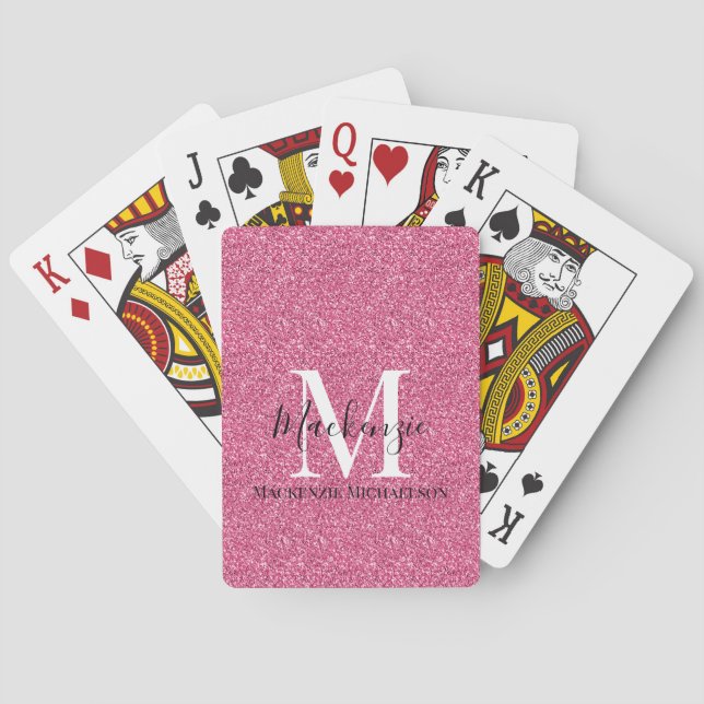Baralho Girly Pink Glitter Monographic Name (Verso)