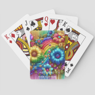 Baralho Girly Rainbow Floral Flower Monogram