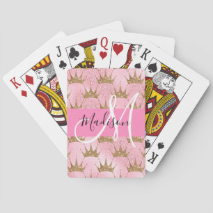 Baralho Glam Pink e Dourado Brilhante Brilha Crowns Monogr