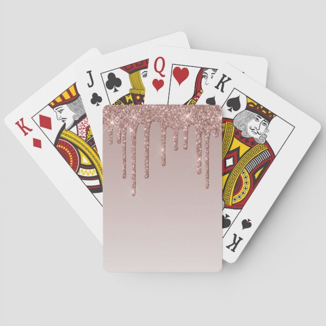 Baralho Glitter líquido de rosa Dourado (Verso)