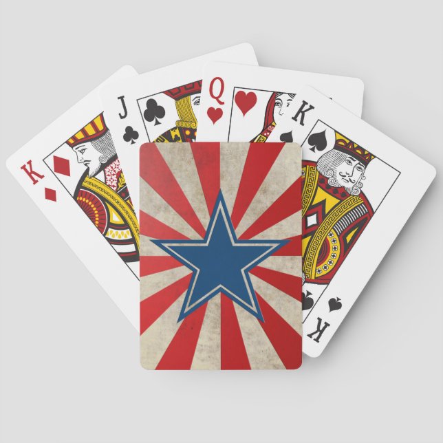 Baralho Glória envelhecida - vermelho, branco e azul (Verso)