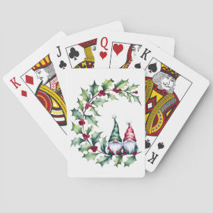 Baralho Gnomos de Aquarela de Natal Sentados Em Galho de A
