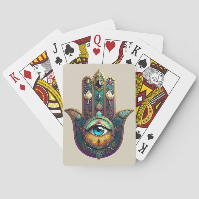 Baralho Gold Violet Teal Hamsa w/ Turquoise Third Eye (Verso)