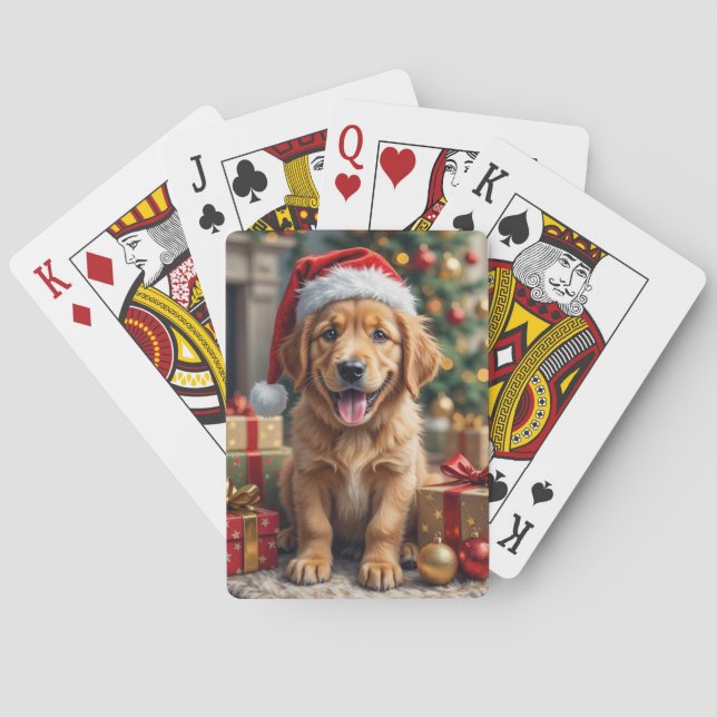 Baralho Golden Retriever Puppy's First Christmas Festive (Verso)