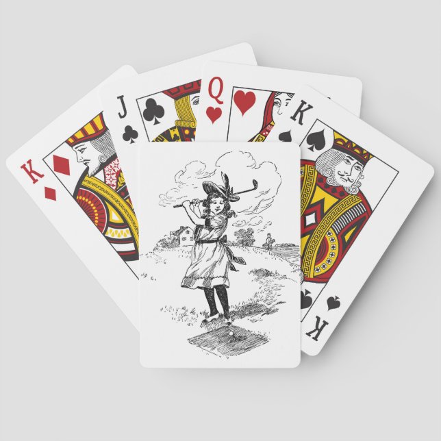 Baralho Golf Girl Golfing Vintage Art (Verso)