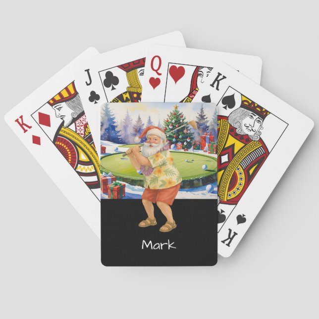 Baralho Golfer Santa is golfing wears Hawaii Shirt (Verso)