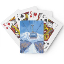 Gôndola de Esqui Montanha de Neve Aquarela