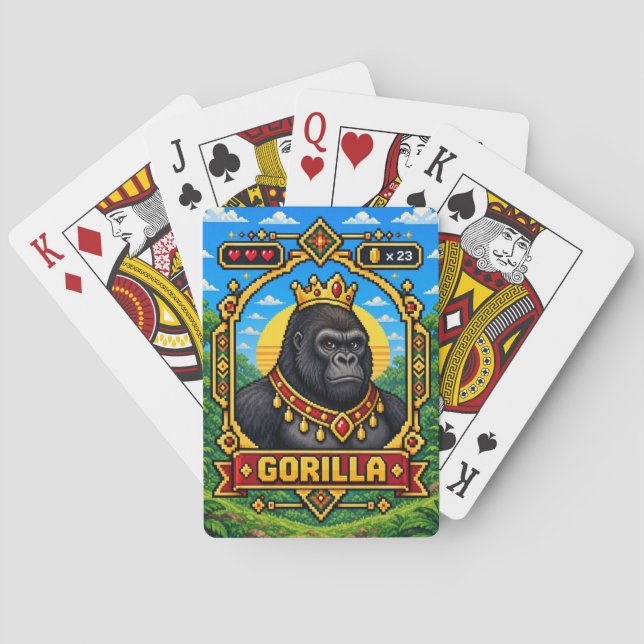Baralho Gorilla Retro Arte Pixel 8-Bit (Verso)