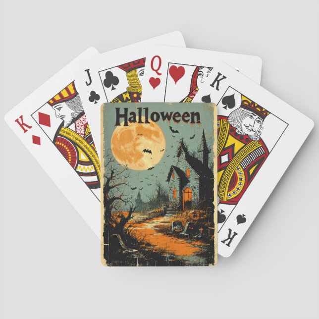 Baralho Gráfico de Halloween - Estilo de Poster de 1960 (Verso)
