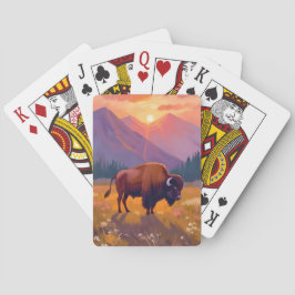 Baralho Grand Teton Bison | National Park Travel Painting