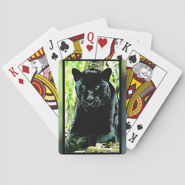 Baralho Grandes Modelos de Gatos: Pantera Negra Verde (Verso)