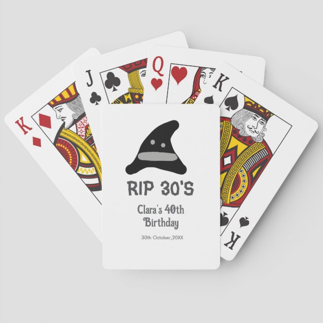 Baralho Gray black RIP 30's 40th birthday witch hat hallow (Verso)