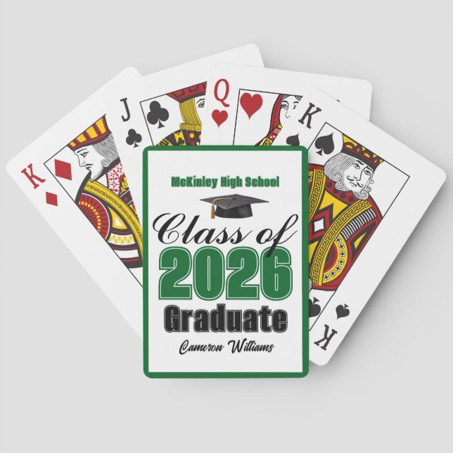 Baralho Green Class of 2026 Custom Graduation Party (Verso)