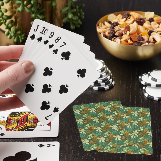 Baralho Green Leaf Pattern Poker Cards (In situ)