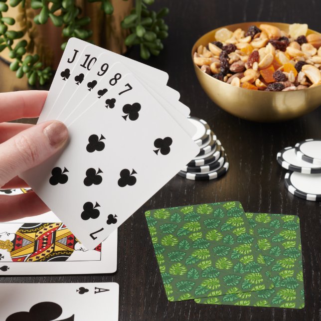 Baralho Green Leaf Pattern Poker Cards (In situ)