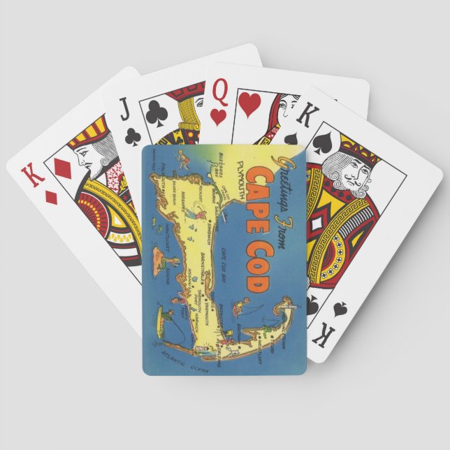 Baralho Greetings From Cape Cod Map Ploaying Cards (Verso)