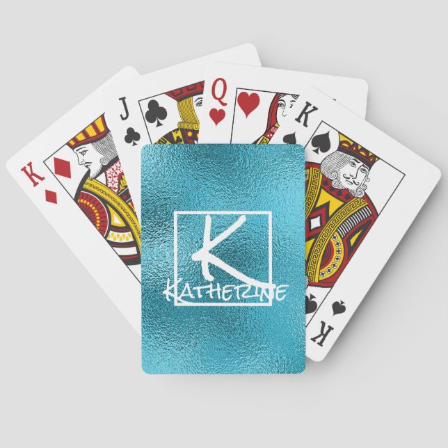 Baralho Grelha de brilho brilhante azul-luxuoso Elegante (Verso)