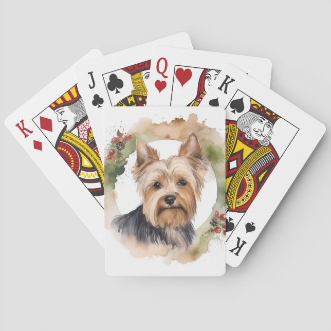 Baralho Grinalda de Natal de Yorkshire Terrier Cachorro Fe (Verso)