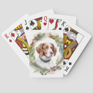 Baralho Grinalda de Natal do Brittany Spaniel Cãozinho Fes