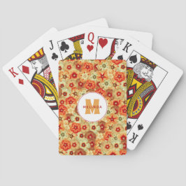 Baralho Groovy Retro Orange Hippie Flowers Monograma