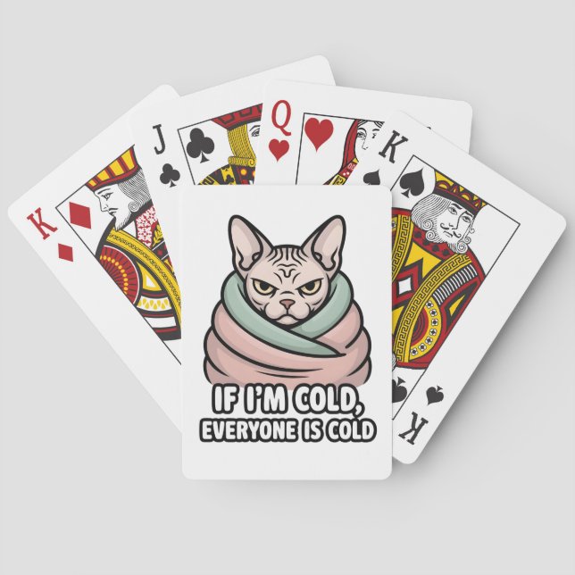 Baralho Grumpy Sphynx Cat Cold Humor Cartoon Art (Verso)
