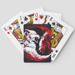 Baralho Guerreiro Lobo Cósmico Branco Vermelho
