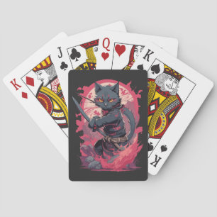 Baralho Guerreiro Ninja Gato Preto Cute Fire Splash