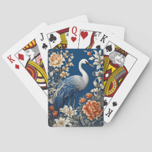 Baralho guindaste azul elegante William Morris inspirado