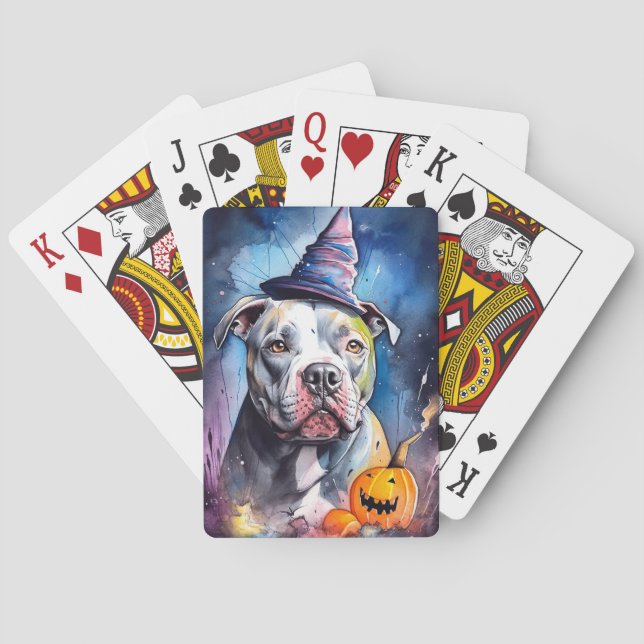 Baralho Halloween American Staffordshire Com Pumpkins (Verso)