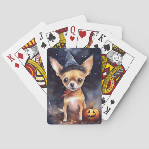 Baralho Halloween chihuahua com Pumpkins assustado
