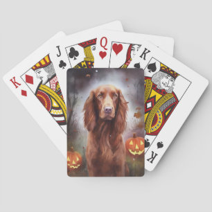 Baralho Halloween Irish Red Setter Com Abóboras Assustador