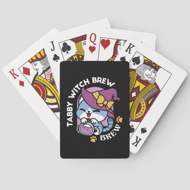 Baralho Halloween Tabby Cat – Witch Hat & Potion Art (Verso)