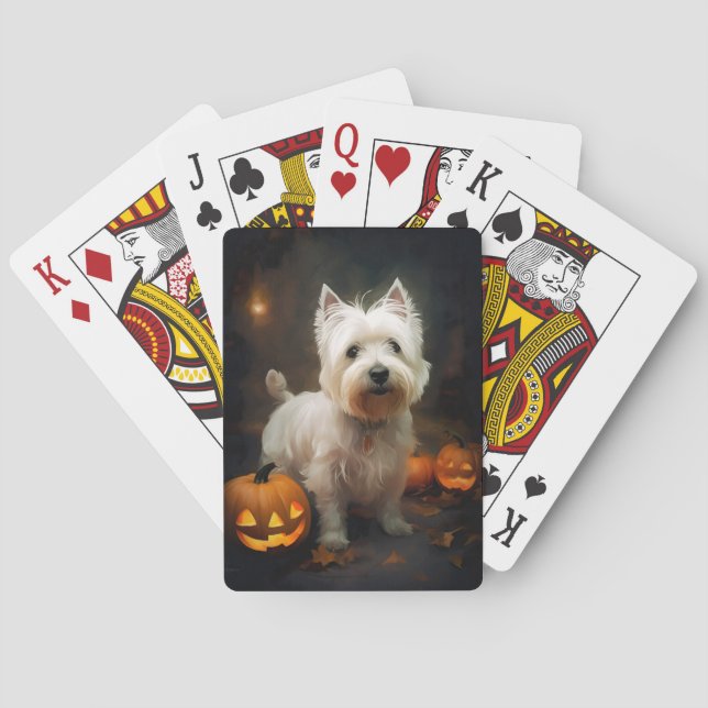 Baralho Halloween West Highland White Terrier Pumpkins (Verso)