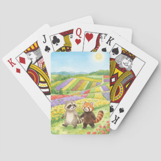 Baralho Hand-Painted Raccoon & Red Panda Meadow