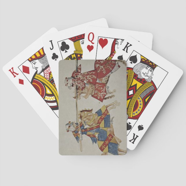 Baralho Harley 4205 f.366 Jousting Knights, c.1445 (vellum (Verso)