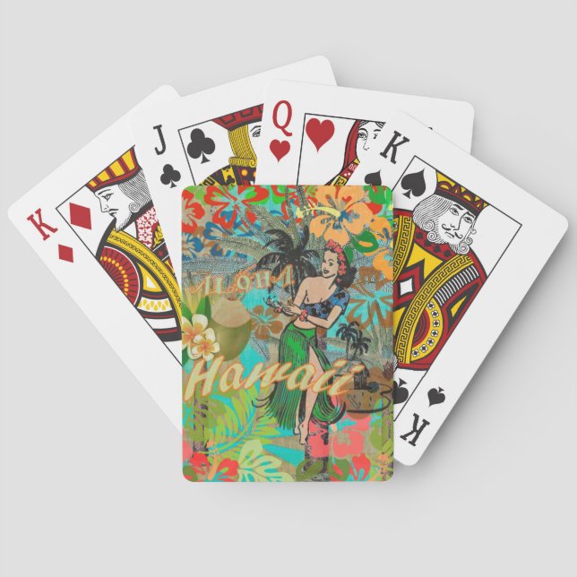 Baralho Hawaii Flower Hula Vintage - Gráfico Floral (Verso)