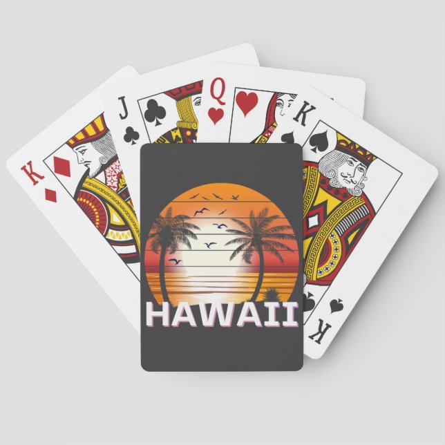 Baralho Hawaii Vintage Palm Trees Summer Beach (Verso)