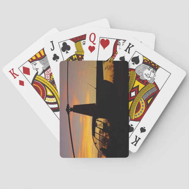 Baralho Helicóptero Robinson R44 no pôr do sol (Verso)