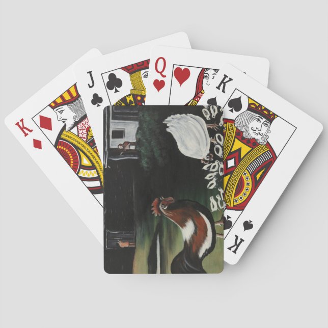 Baralho Hen com seus Pintinhos em uma paisagem rural (Verso)