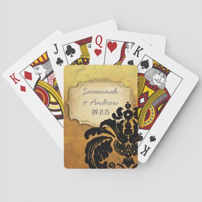 Baralho Herança Romântica Vintage Dourada Rosa Black Damas (Verso)