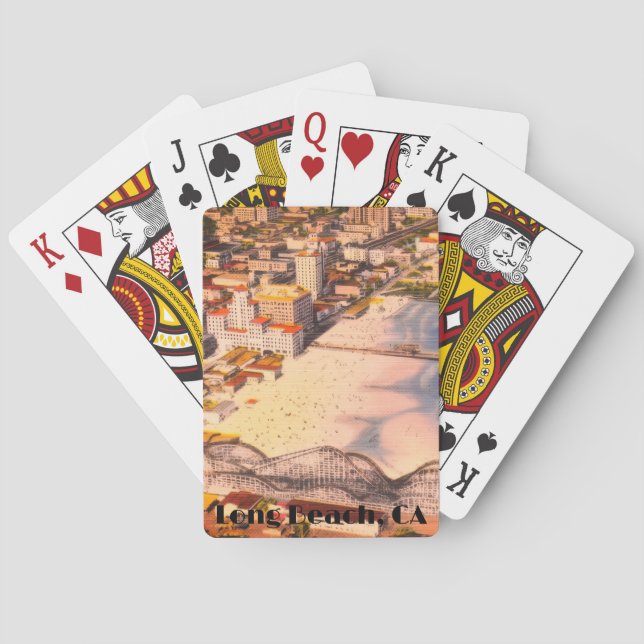 Baralho Historic Long Beach, California Boardwalk View (Verso)