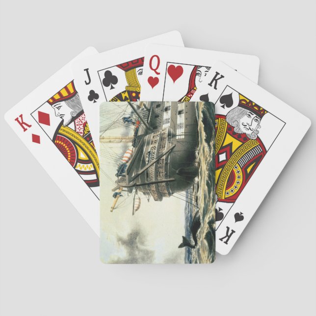 Baralho HMS Agamemnon que lança o cabo Atlântico original, (Verso)