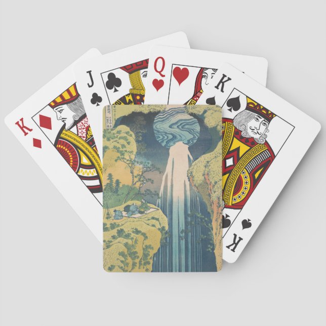 Baralho Hokusai Amida cai na cachoeira do Japão (Verso)